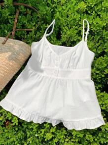 Comfortcana Áo ba lỗ dệt vải dệt trơn màu mùa hè mỏng thời trang cho nữ - trắng - Xem 5