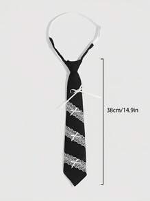 ROMWE Grunge Punk 1pc Cute & Sweet Lace Striped Tie-Up Shirt Collar Accessory, Bowknot Tie For Y2K Back To School, Graduation