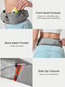 GLOWMODE 2L Quick-Dry Stretchy Wide Waistband Running Belt Bag Jogging Training Gym Workout - Grey - View 3