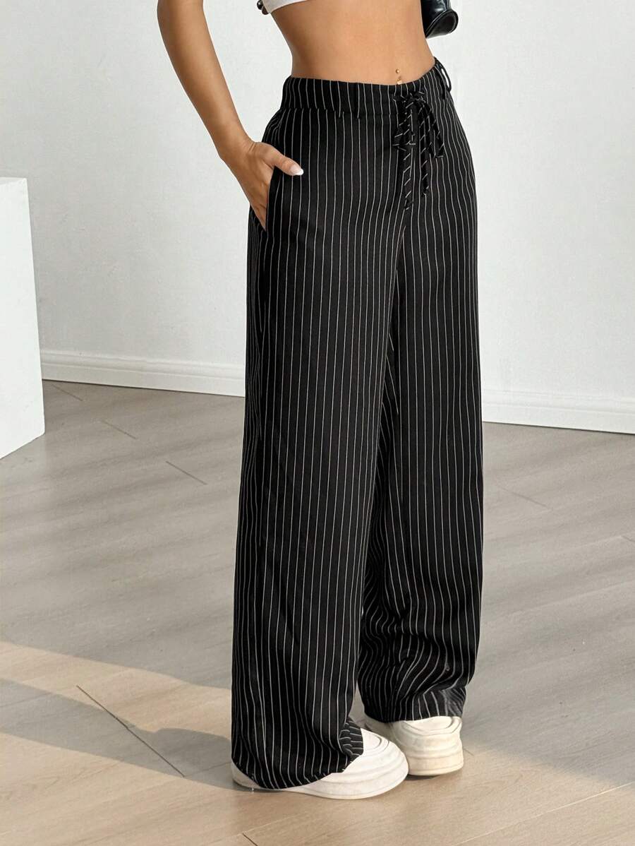 Comfortcana 女式条纹印花口袋优雅办公西装裤