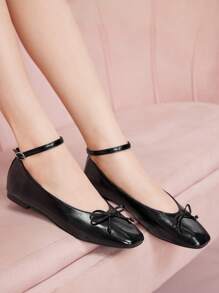 CUCCOO DOLLMOD Women's Bow Decor Fashion Cute Ballet Flats - Black - View 3