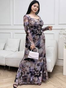Modelyn Plus Size Simple Fashion Long Sleeve Dress Suitable For Summer