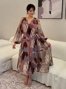 DAZY Váy dài voan cổ chữ V kiểu Pháp dành cho nữ, váy dài tay mùa thu - Nhiều màu - Xem 7