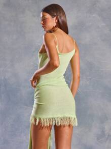 MUSERA 吊带针织吊带背心，适合春季、夏季、伊比沙岛、Y2K、酷女孩、音乐节、锐舞派对、度假、夜店等场合，可爱又时尚，适合节日、假日、夜晚外出、冬季约会、派对、嘉年华等场合。 - 綠色 - 查看 4