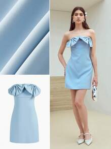 MOTF STUDIO Vestido tubo con decoración de lazo - Azul - Ver 1