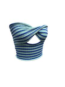 INAWLY Women Casual Striped Print Hollow Out Twist Cropped Knit Sweater