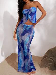 Opulessa Set da donna di due pezzi per uso quotidiano - Blu - Visualizzare 5