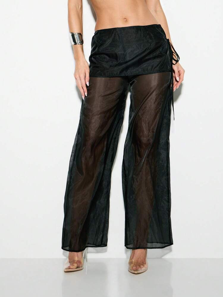 KIZN Pantalon large de cache-maillot de plage en maille de créateur, vêtements de détente en mousseline de soie, mode d'été de festival de vacances