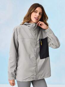 In My Nature 女士户外运动风衣夹克，适合露营、徒步旅行和通勤 - 灰色 - 查看 5