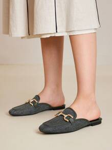 MOTF PREMIUM PU皮革露跟平底鞋 - 墨綠色 - 查看 8