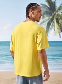 Shark Week X SHEIN 鲨鱼与字母图案圆领短袖 T 恤 - 黃色 - 查看 2