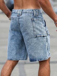 Manfinity Homme Quần short denim rách nhiều màu sắc giản dị dành cho nam - Màu xanh lam - Xem 2