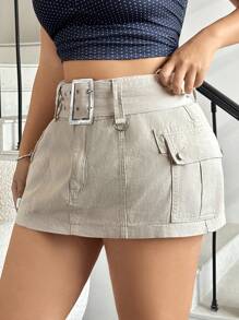 SHEIN ICON Y2K 夏季街头时尚实用腰带迷你裙