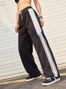 Streetz SHEIN Sport Pantalones deportivos de mujer, de moda para el verano - Negro - Ver 1