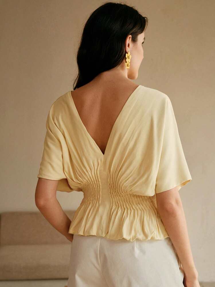 V-Neck Striped Fitted Women Shirt, Suitable For Spring, Summer, Festival, Holiday, Vacation, Elegant, Business Casual, Classy