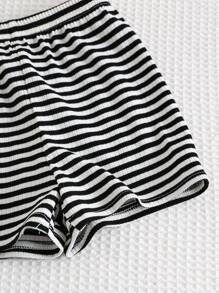 Cozy Pixies 2pcs/Set Baby Boy Striped Collar Short Sleeve Cardigan & Elastic Waist Shorts Set - Multicolor - View 7