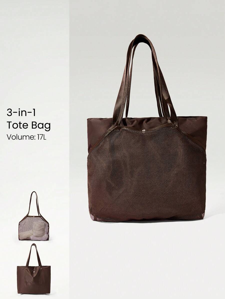 GLOWMODE 17升三合一手提包，外部有渔网隔层，内部有尼龙拉链口袋，适合日常休闲健身 - 棕色 - 查看 1