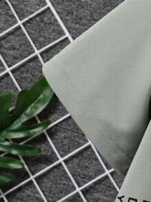 SHEIN 青少年男孩休闲标语印花短袖 T 恤，夏季 - 綠色 - 查看 4