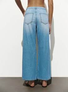 Lumivelle Women's Drawstring Low Waist Straight Leg Denim Jeans, Fashionable For Summer - Light Wash - View 2