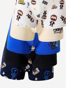 5pcs/Pack Boy's Colorful Hip Hop Style Boxer Briefs Tween Boy Boxers Back To School Fashion - Multicolor - View 6