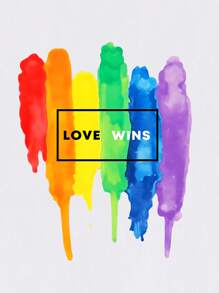 Manfinity Homme Men's Pride Month Pattern Round Neck Short Sleeve T-Shirt, Summer, Love Wins Shirt, Lgbtq Shirt, Gay Pride Shirt