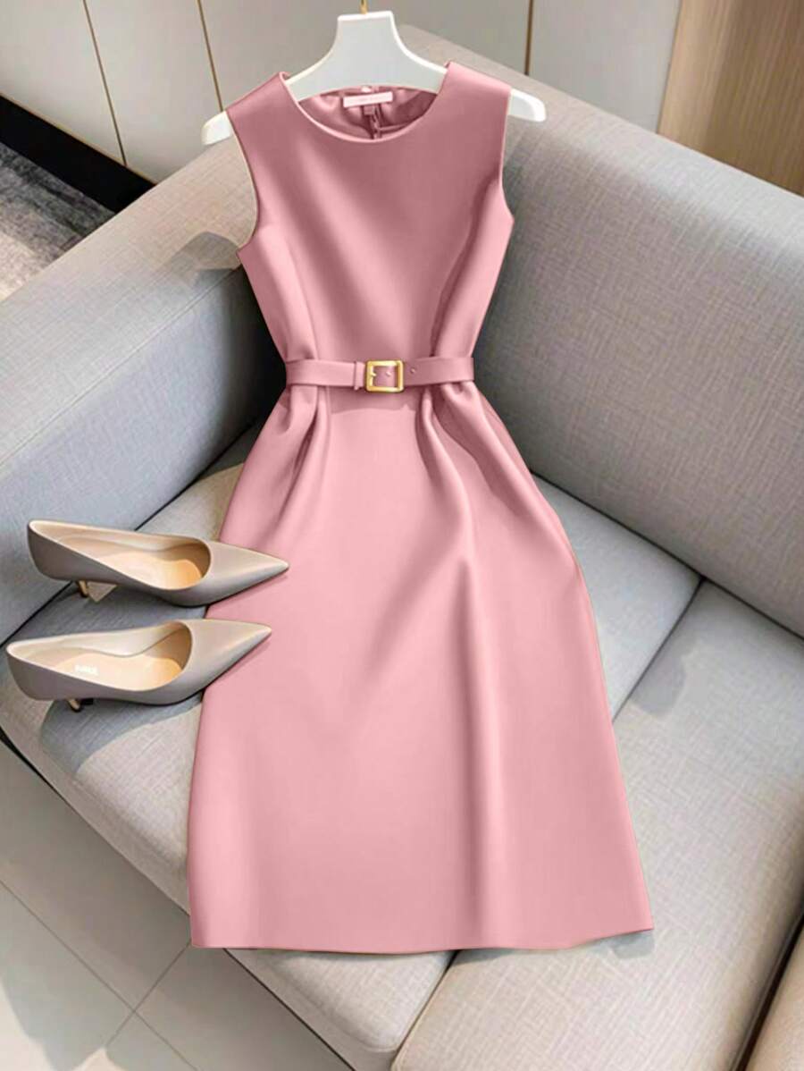 Franclia Vestido sin mangas de estilo de señora madura de alta gama