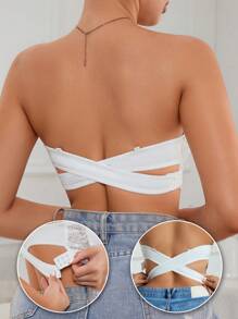 SHEIN Soutien-gorge bandeau sans bretelles fleuri et en dentelle de mode pour femme - Blanc - Voir 1