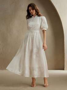 Anewsta Váy hoa thêu sang trọng lãng mạn, thanh lịch, duyên dáng, trẻ trung, thích hợp cho khách dự tiệc cưới, tốt nghiệp, mùa xuân, mùa hè, sang trọng, lễ hội, ngày lễ - Màu be - Xem 4