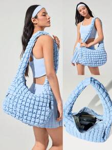 GLOWMODE Quilted Water-Resistant Carryall Shoulder Bag - Blue - View 6