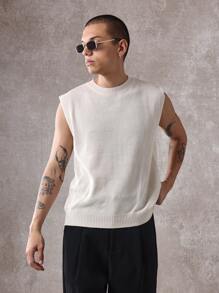 SUMWON Canotta senza maniche in maglia, top muscolare casual, canotta a costine, maglia estiva sportiva, basic per allenamento, design urbano di moda - Albicocca - Visualizzare 1