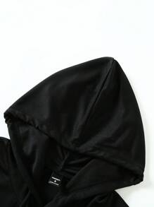 Manfinity LEGND Men's Letter & Bull Head Print Drawstring Hoodie Top - Black - View 4