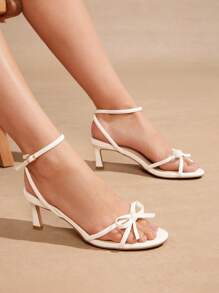 SHUZIA Women's High Heel , Elegant Faux Leather Fashionable Buckled Back Strap Sandal - White - View 3