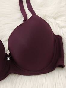 2 件大码女士纯色钢圈文胸套装，提升型 - 彩色 - 查看 3