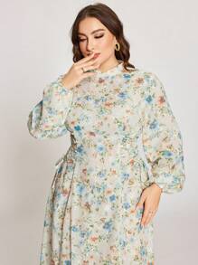Graceveil Váy in thêu thắt eo thanh lịch cho nữ cỡ lớn - Màu be - Xem 1