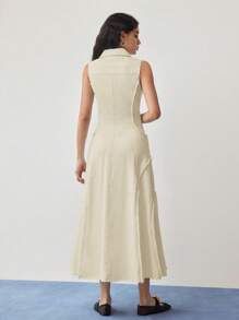 MOTF STUDIO VESTIDO CON CORTE SESGADO Y ABOTONADO
