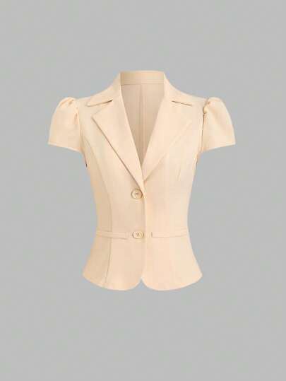 SHEIN Unity 女士条纹腰短袖休闲衬衫，夏季时尚