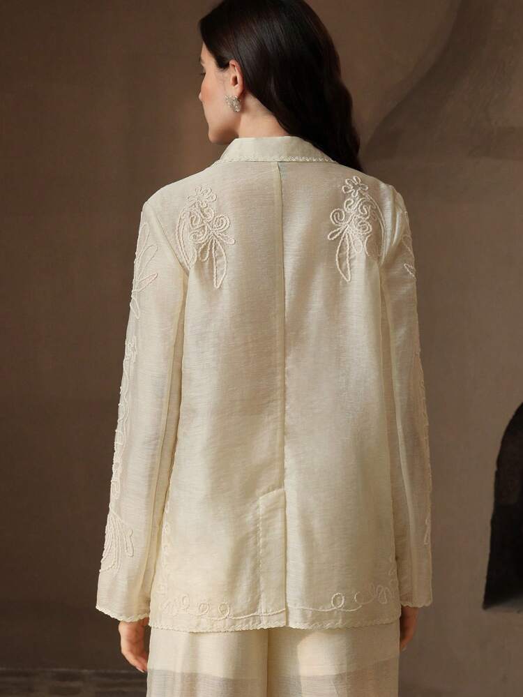 Blazer de gasa organza con bordado 3D de moda para primavera y verano