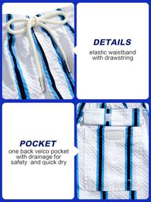 Horizaway Men's Vacation Casual Striped Drawstring Waist Beach Shorts Men Swim Trunks Swim Suits For Men Bathing Suit For Men,Outdoor Sports Trunks, Summer - Multicolor - View 7
