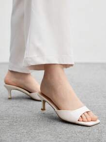 CUCCOO BIZCHIC Sandal Hak Tinggi Minimalis Serbaguna untuk Wanita, Cocok untuk Natal - Krem - View 3
