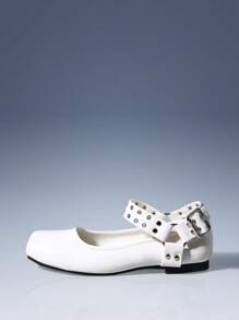 CUCCOO GRLICON Women's Y2K Style Flat Shoes, Suitable For Punk, Biker, Cool Girl, Halloween, Christmas, Party Outfits - White - View 2