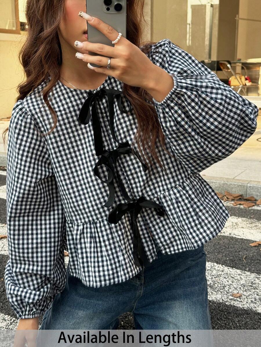 SHEIN PETITE CURVE Plus Size Summer Women's Western Cowgirl Hippie Vintage Round Neck Pink Letter Graphic Print Blouse