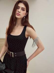 MOTF STUDIO POLKA DOT PRINT BELTED DRESS - Black - View 3