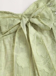 Sweetra Parte superior sexy de halter con fruncidos en la espalda, bordado y cuentas, ideal para vacaciones de primavera/verano junto al mar. - Verde - Ver 6