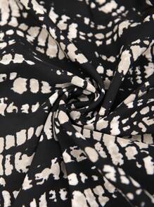 Breezaya 大码女式扎染印花侧开衩无袖优雅百搭连衣裙 - 黑色 - 查看 3