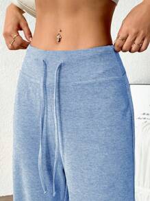 Dewbera 女式纯色抽绳腰直筒宽松运动裤