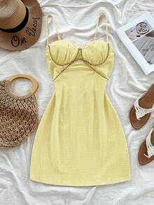 Soleia 贝壳杯吊带女士度假梭织连衣裙