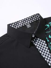 Manfinity AFTRDRK 男士印花纽扣装饰长袖衬衫