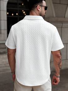 Manfinity CasualCool Plus Size Men's Solid Color Short Sleeve Shirt, Fashionable For Summer