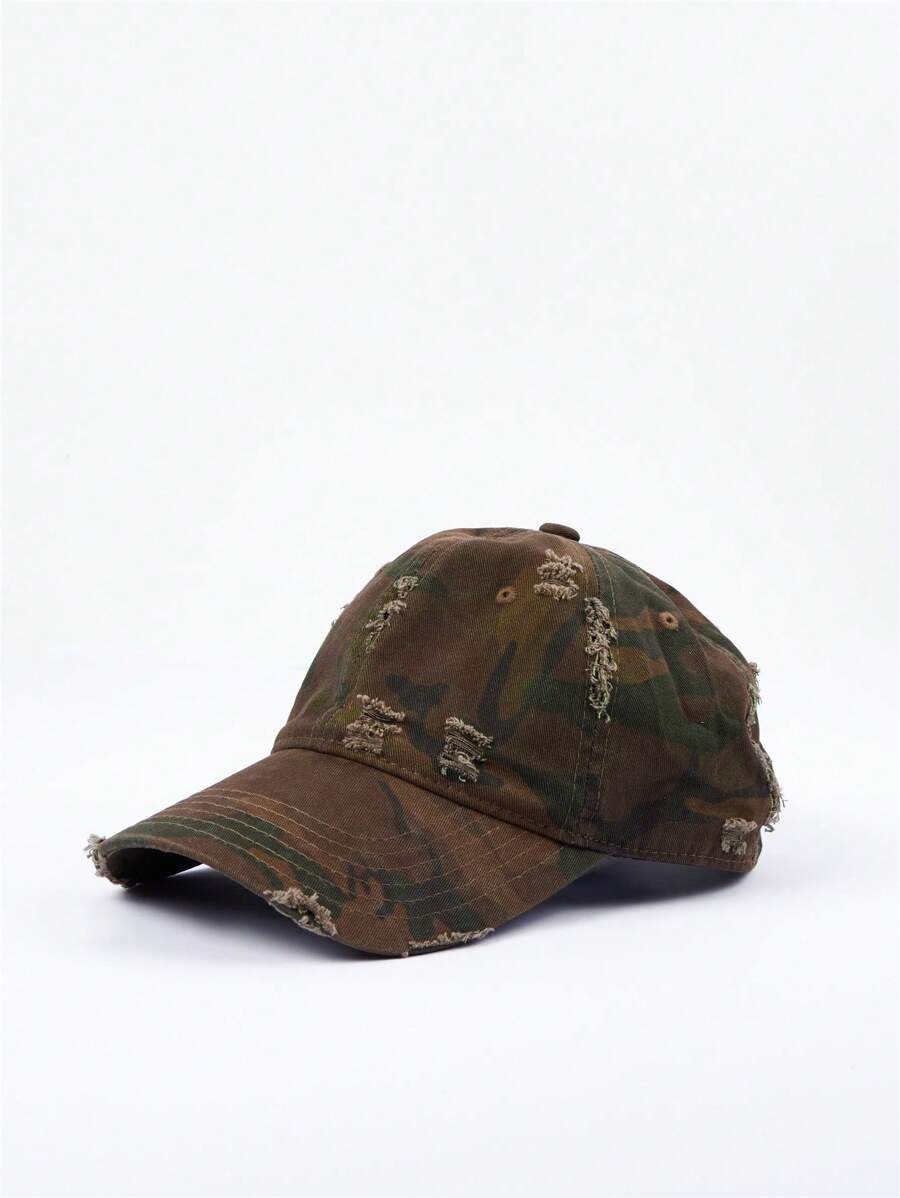 MUSERA Camo Print Distressed Baseball Cap Festival - Army Green - View 1