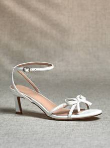 SHUZIA Women's High Heel , Elegant Faux Leather Fashionable Buckled Back Strap Sandal - White - View 1